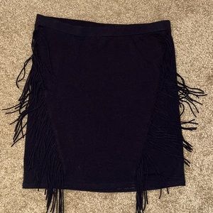 Express fringe bodycon skirt